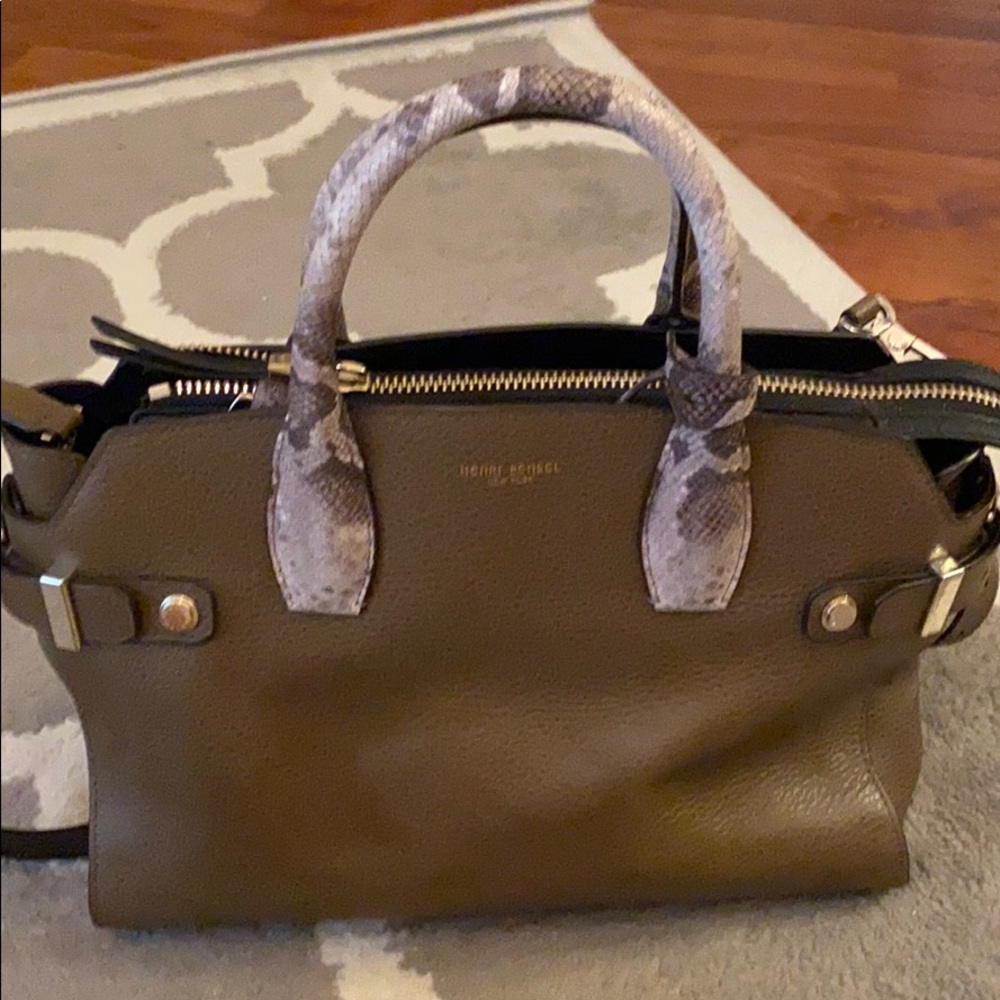 Henri Bendel Satchel Leather and Faux Snake
